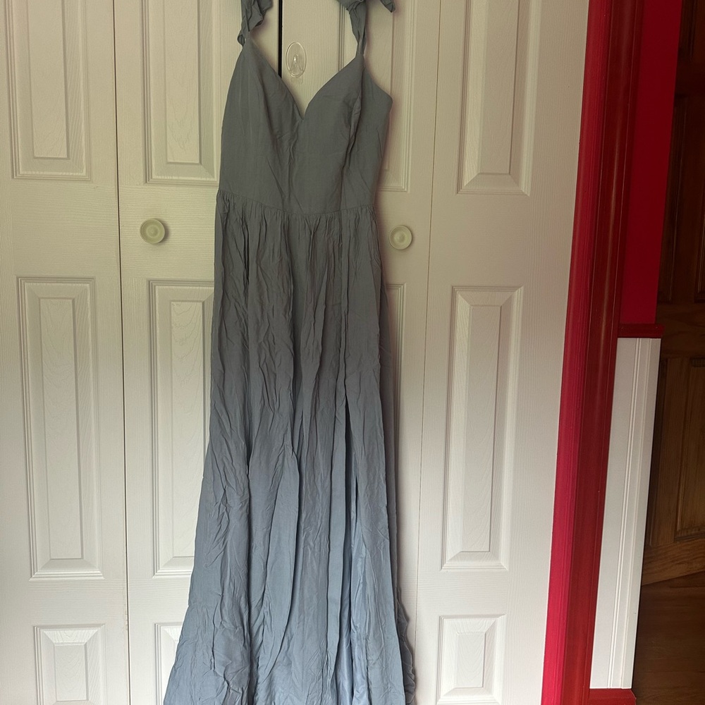 Azazie Silver Halter Maxi Dress for Weddings